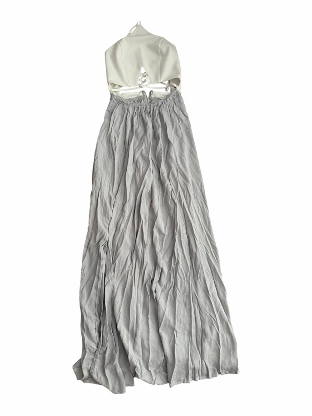L'ATISTE Light Gray Pleated Maxi Dress